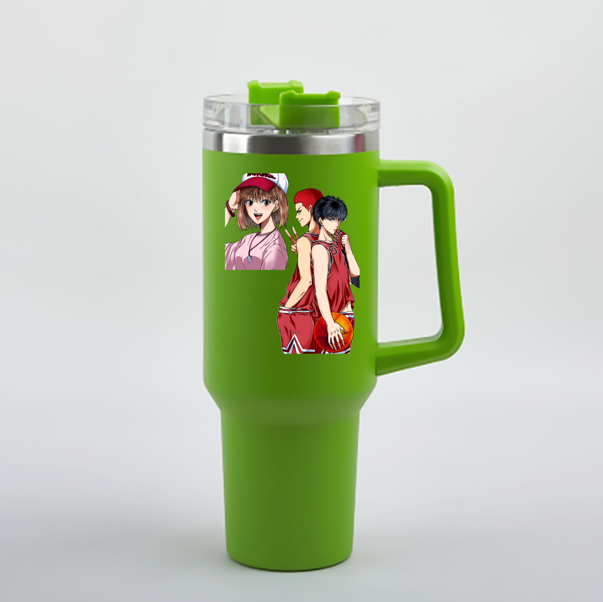 （画像用） SLAM DUNK／スラムダンク 1200mL車用タンブラー - クリスタルステッカー（プラスチックストロー付き）